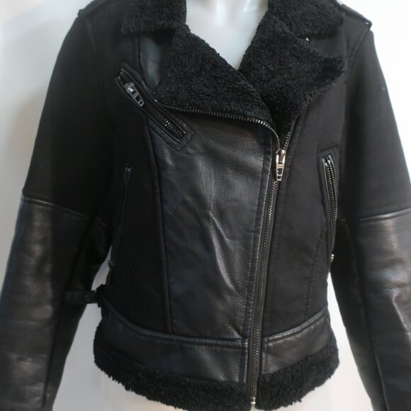 Womens BLANK NYC Black Faux Leather Fleece Lined Jacket L - Picture 4 of 10